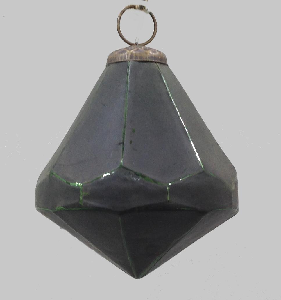 Glas-Kugel "Diamant" tannengrün, D 6 cm, H 8 cm