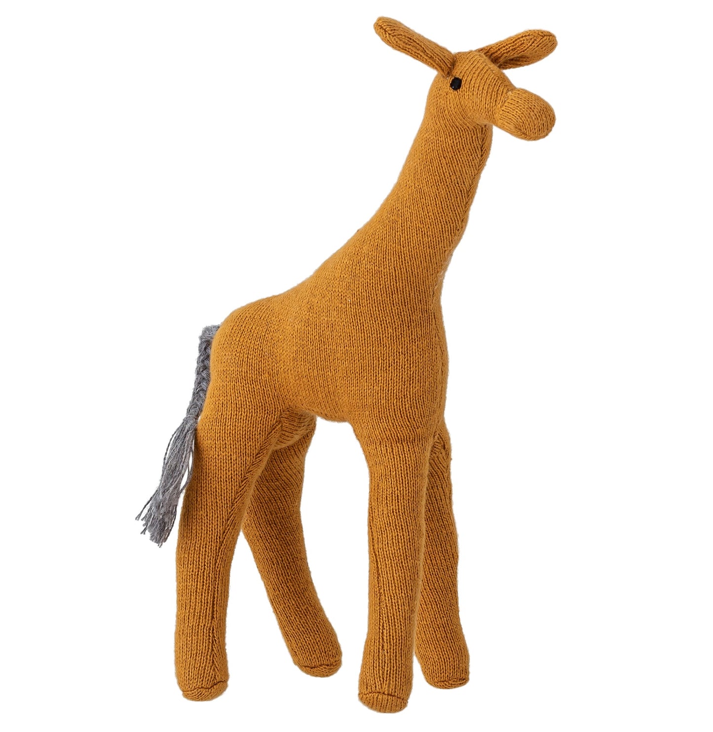 "Hoch hinaus" Rassel Giraffe, gestrickt, ockergelb, B 4 cm, H 21 cm, T 10 cm