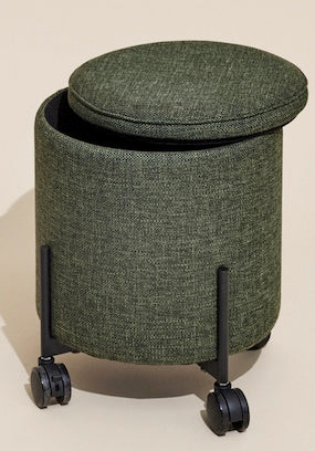 Rollhocker Tweed Grün Rollen Schwarz
