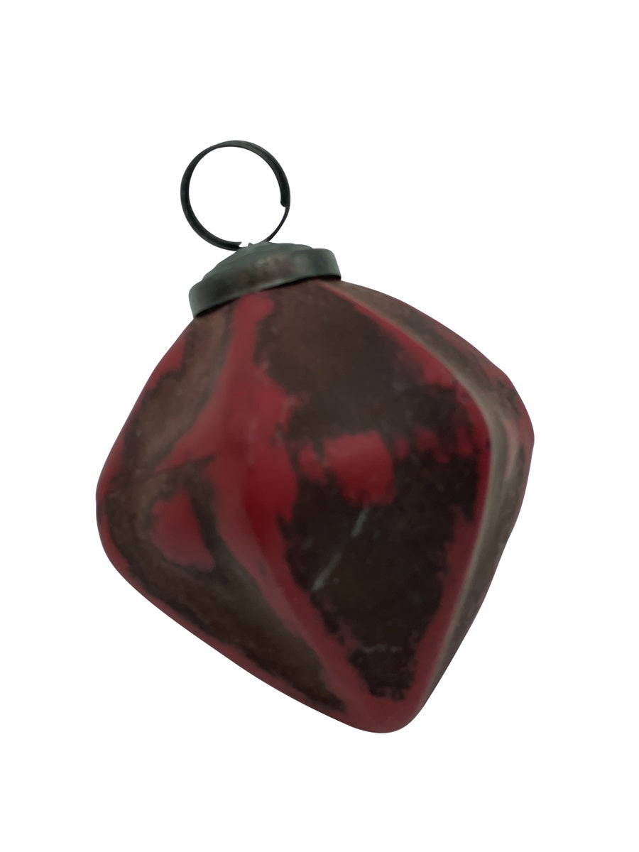 Weihnachtskugel Diamantform antik rot