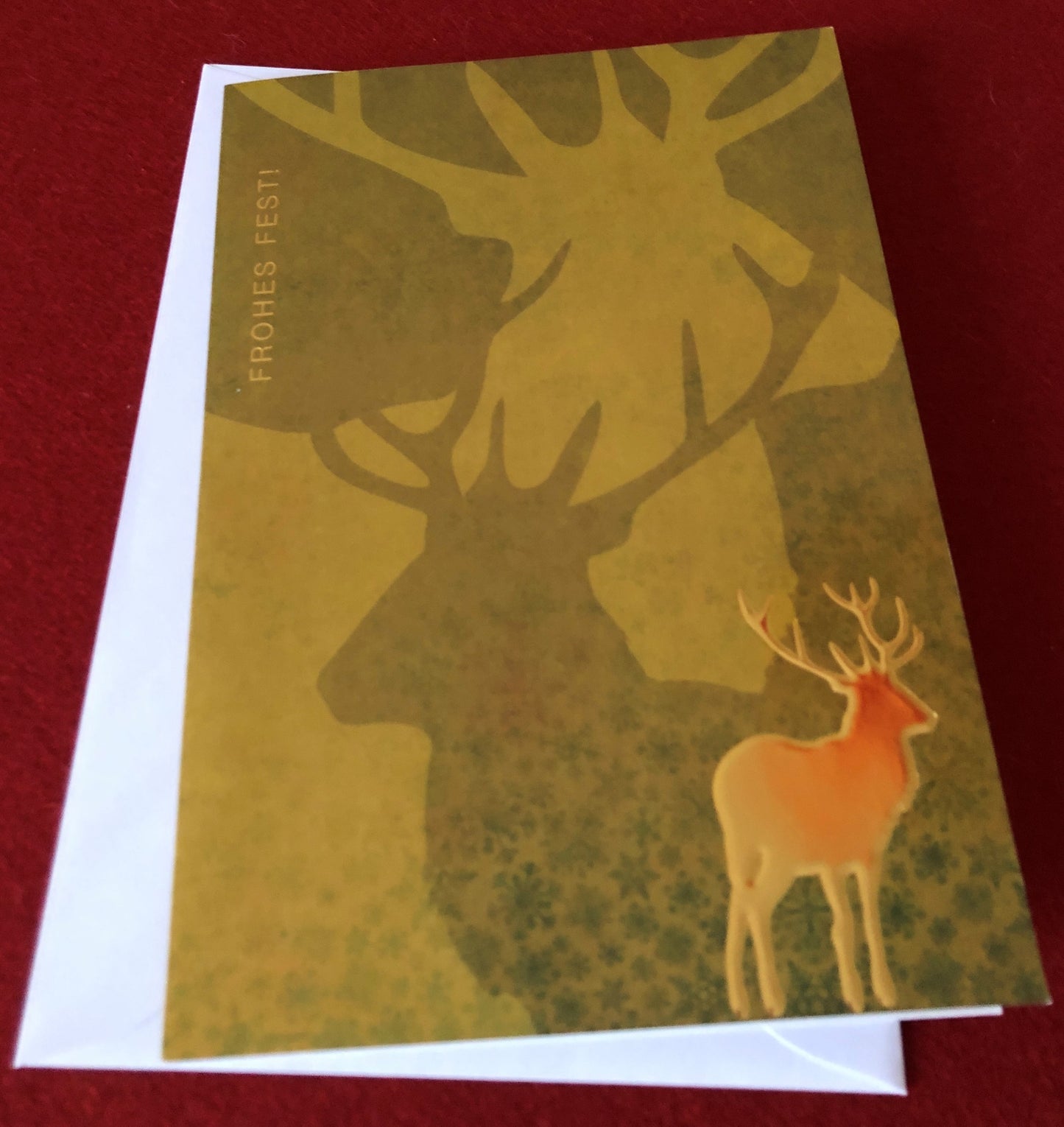 Doppelkarte Frohes Fest Goldhirsch