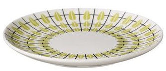 "Doris" Dessertteller Retromuster weiß-limone