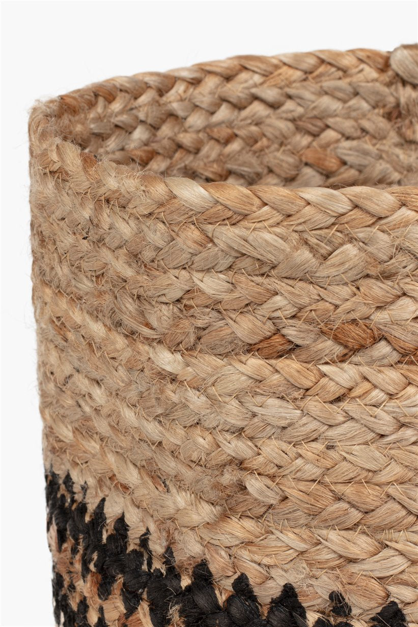 Korb Jute aus Spanien, natur / schwarz, D 35 cm, H 35 cm