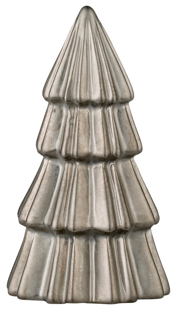 Keramik-Weihnachtsbaum silber D 7,5 cm, H 14 cm