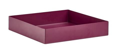 "Cubic" Metall-Tablett pflaume, 25 x 25 x 5 cm