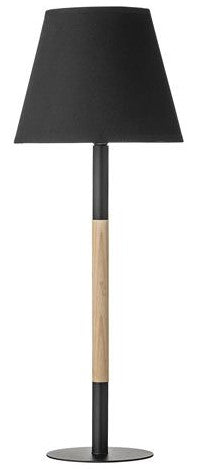 Tischleuchte Holz, teilw. schwarz, Textilschirm schwarz