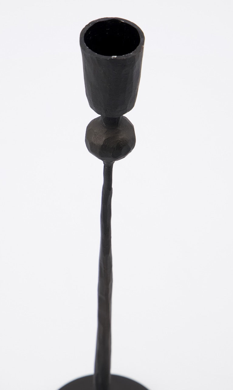 Handgefertigter Kerzenhalter Single, Eisen schwarz, H 29 cm, D 6 cm