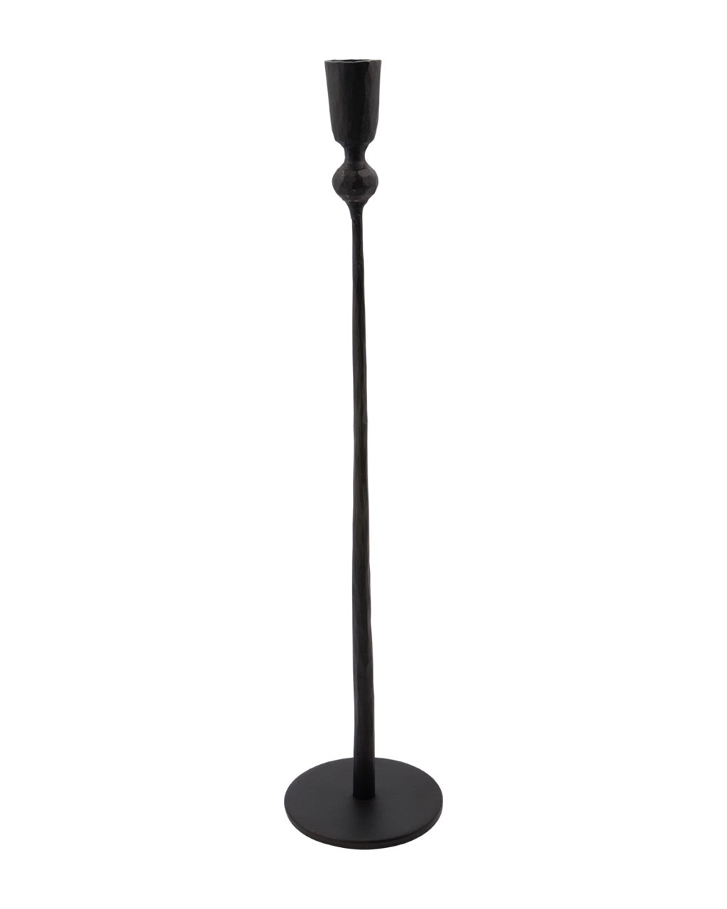 Handgefertigter Kerzenhalter Single, Eisen schwarz, H 41 cm, D 7 cm