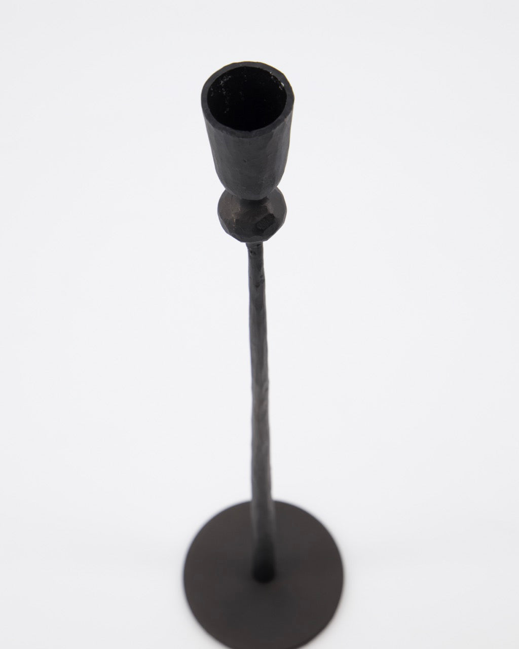 Handgefertigter Kerzenhalter Single, Eisen schwarz, H 41 cm, D 7 cm