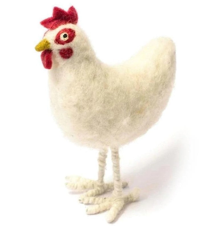 Birdy Federvieh Wollfilz-Figur Hahn weiß