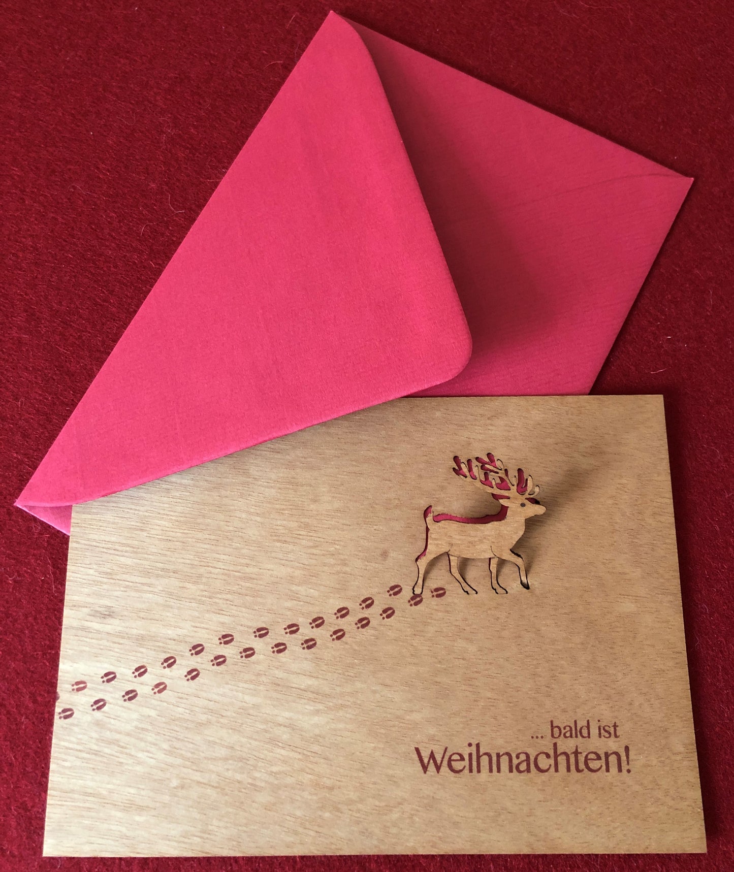 Forest Doppelkarte aus Holz, gestanzt - Bald ist Weihnachten Rentier
