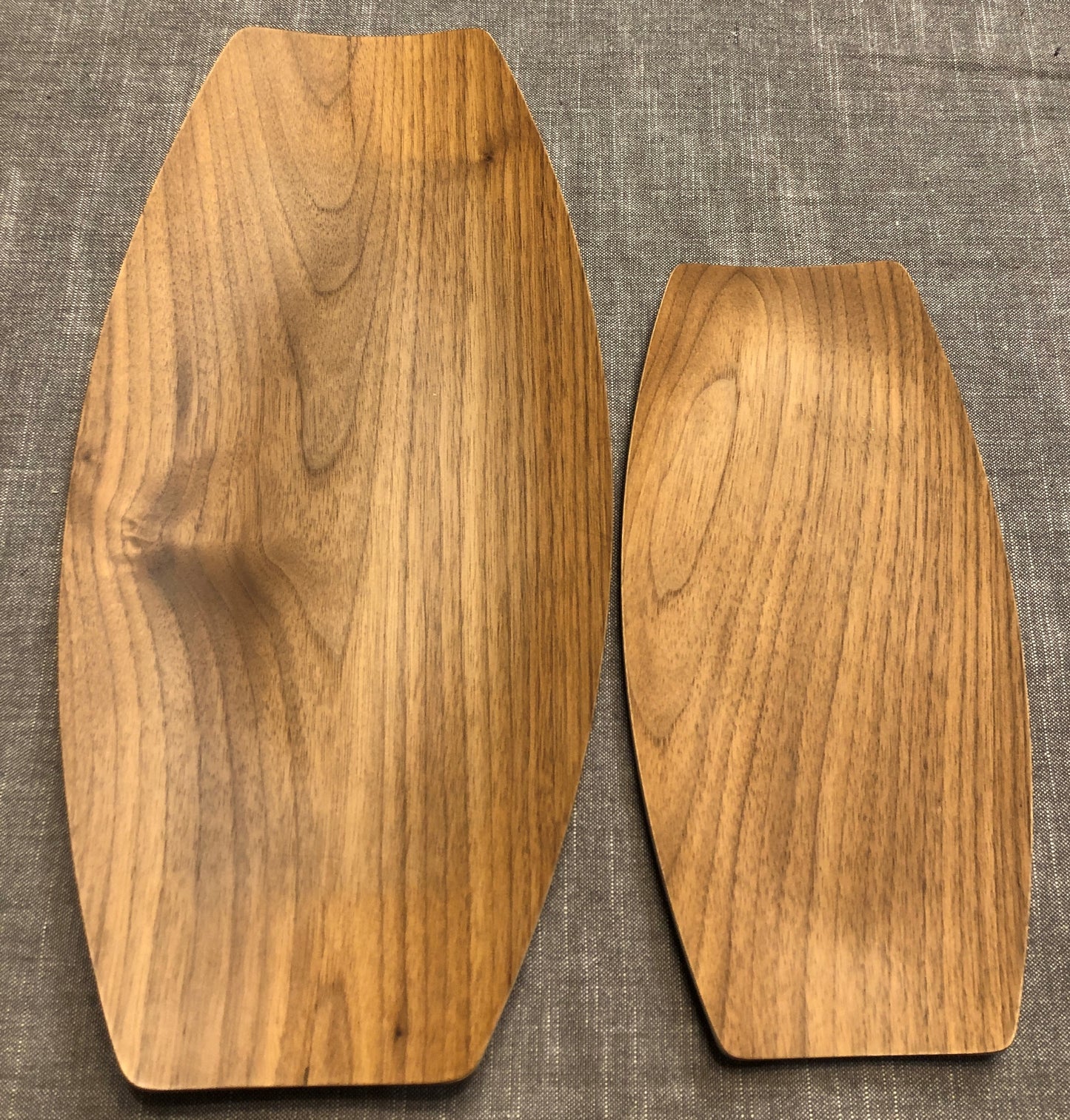 2er Set flache Schalen Schichtholz nussbaumfurniert, leicht