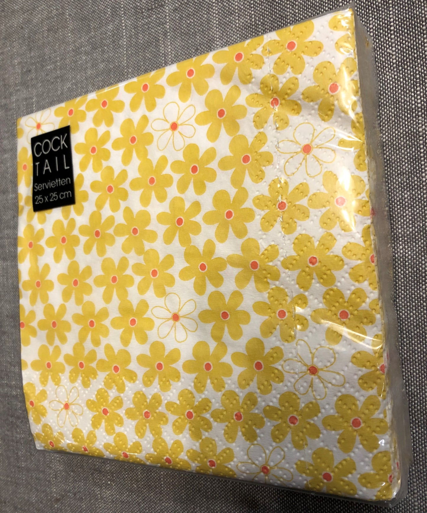 Cocktail-Papierservietten gelbe Blüten