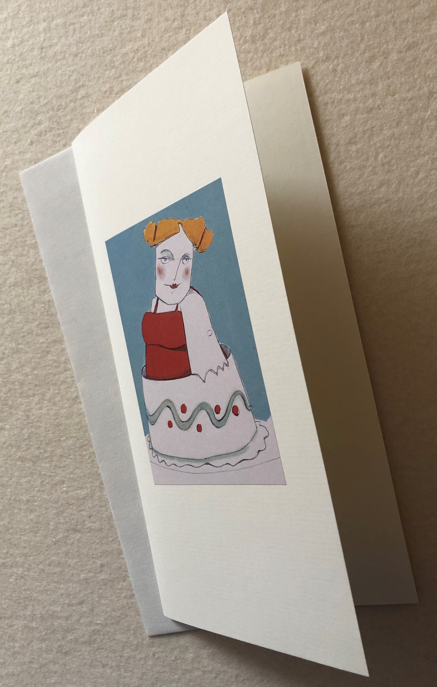 Geburtstag Doppelkarte Frau entspringt aus Torte