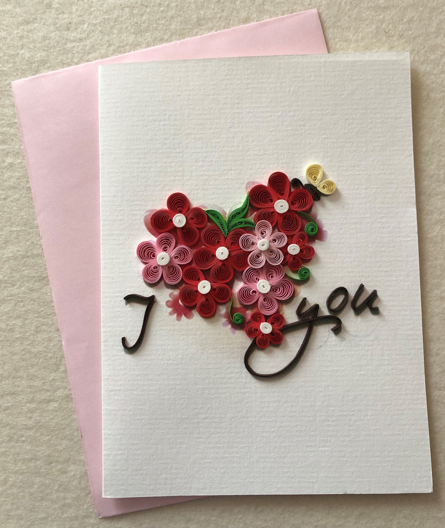 Quilling-Doppelkarte I love you