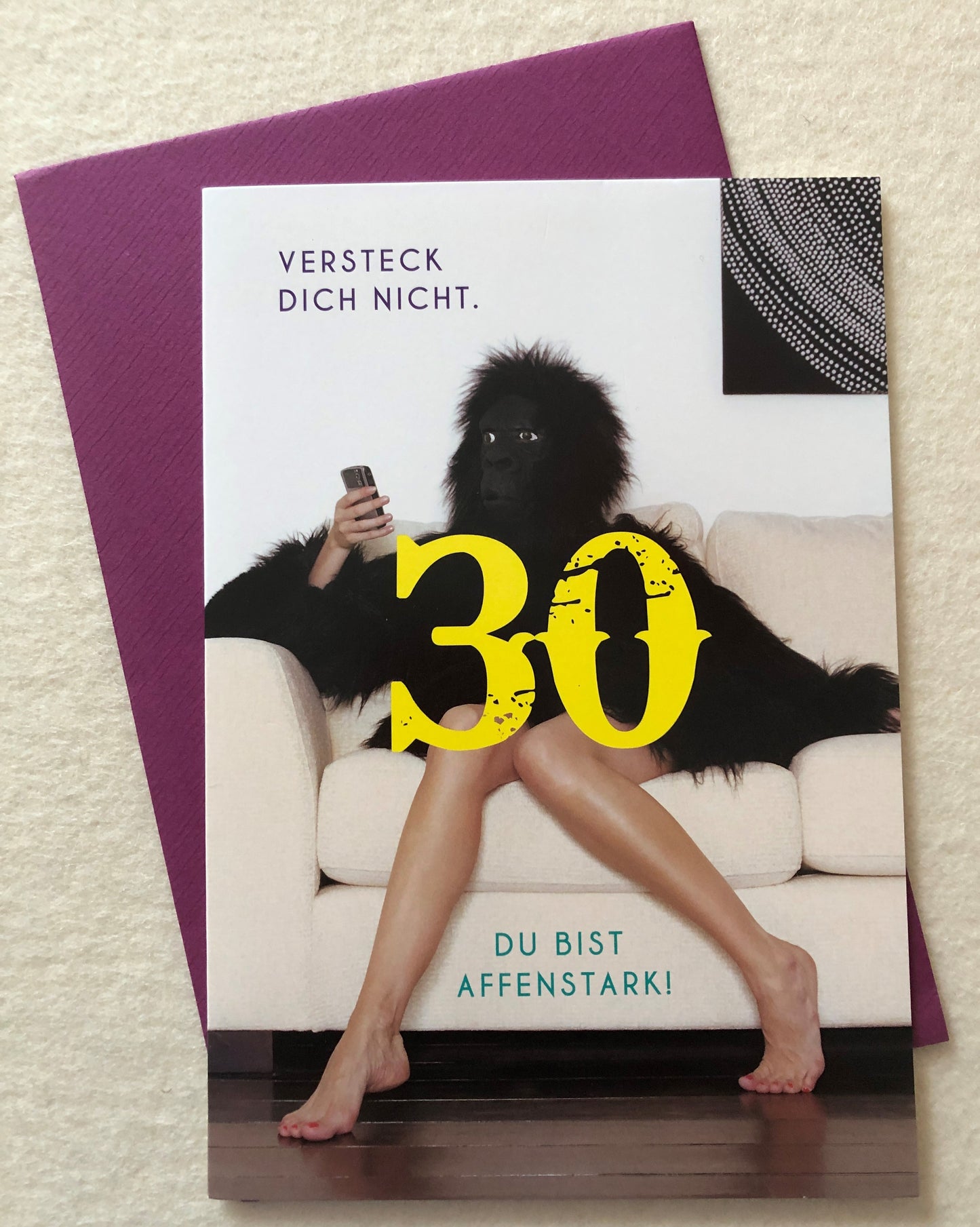 Geburtstag 30 Doppelkarte Affenstark