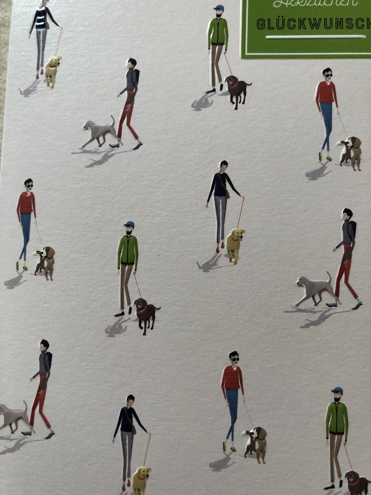 "Wau" Doppelkarte Spaziergang mit Hund Herzlichen Glückwunsch