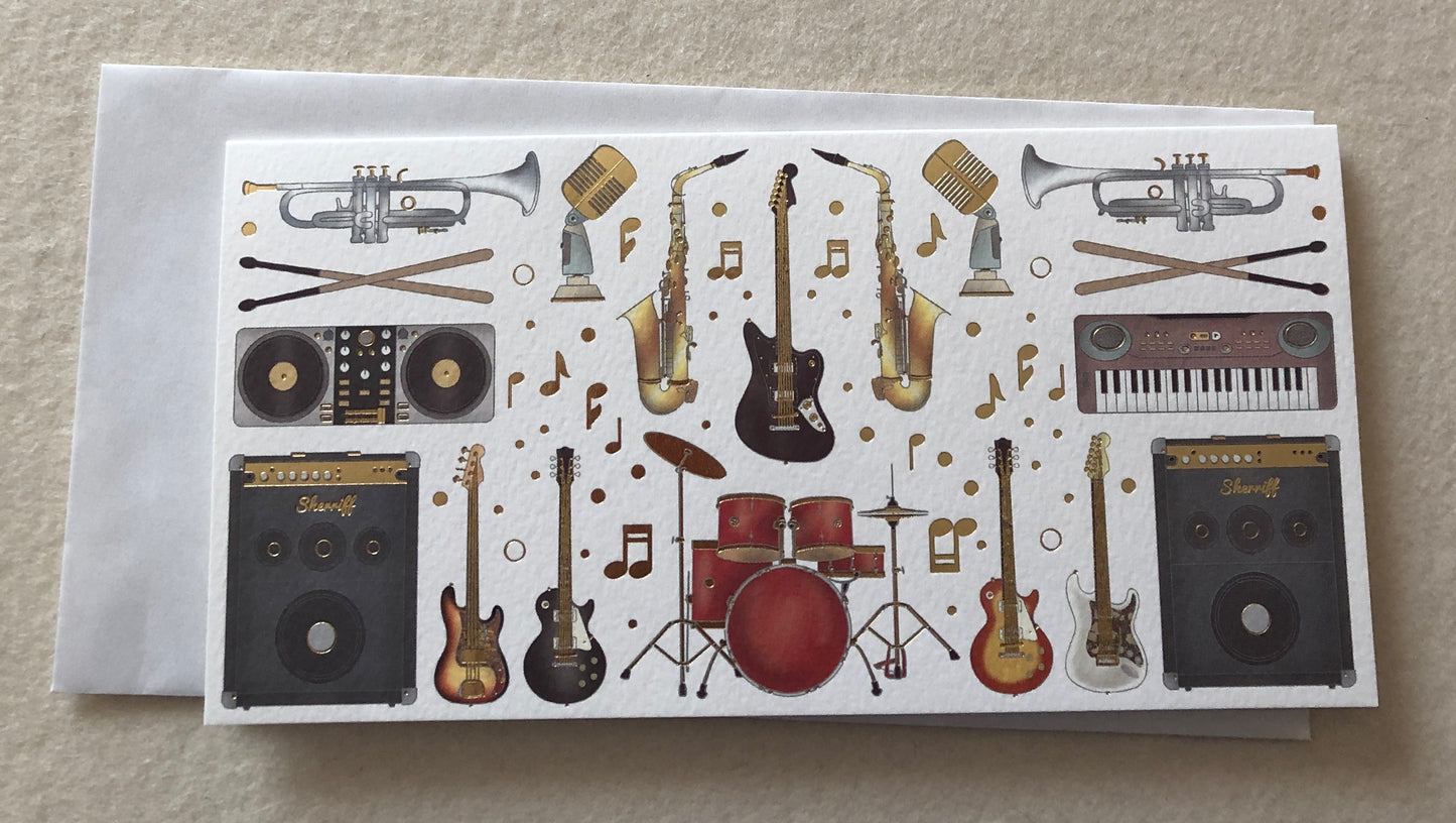 Musik Doppelkarte Bandinstrumente