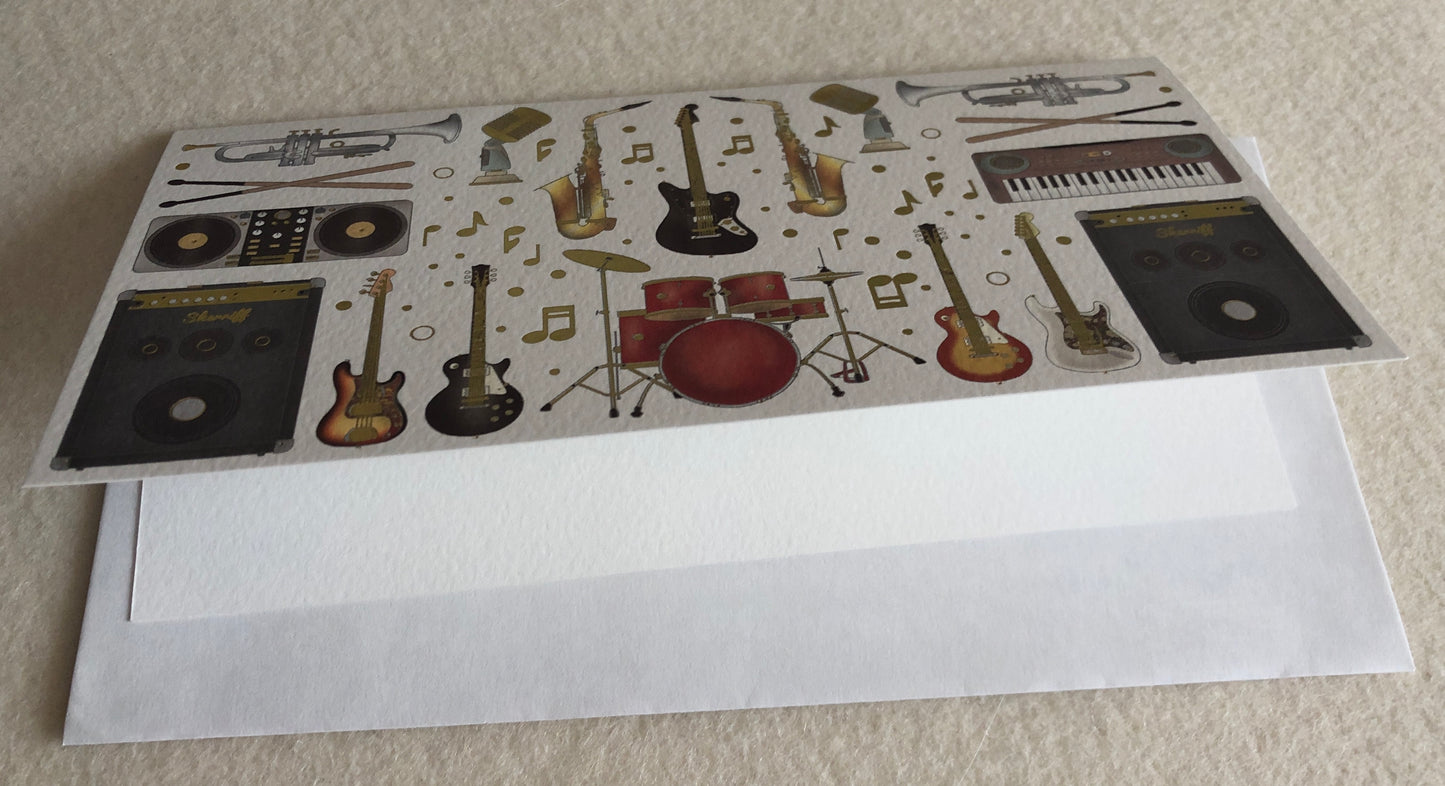 Musik Doppelkarte Bandinstrumente