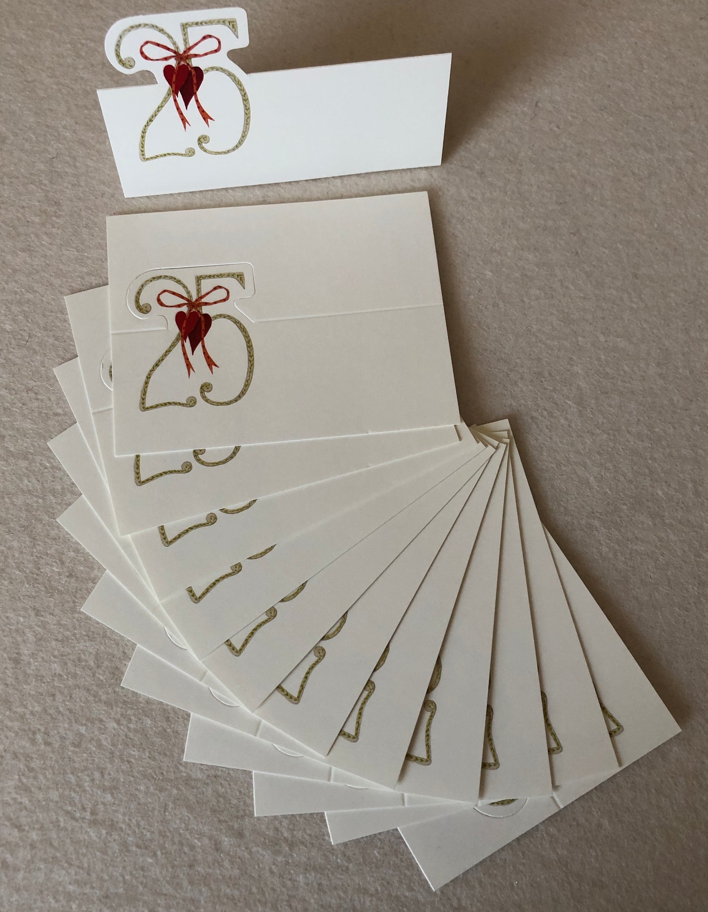Silberhochzeit 12er Set Tischkarten "25"