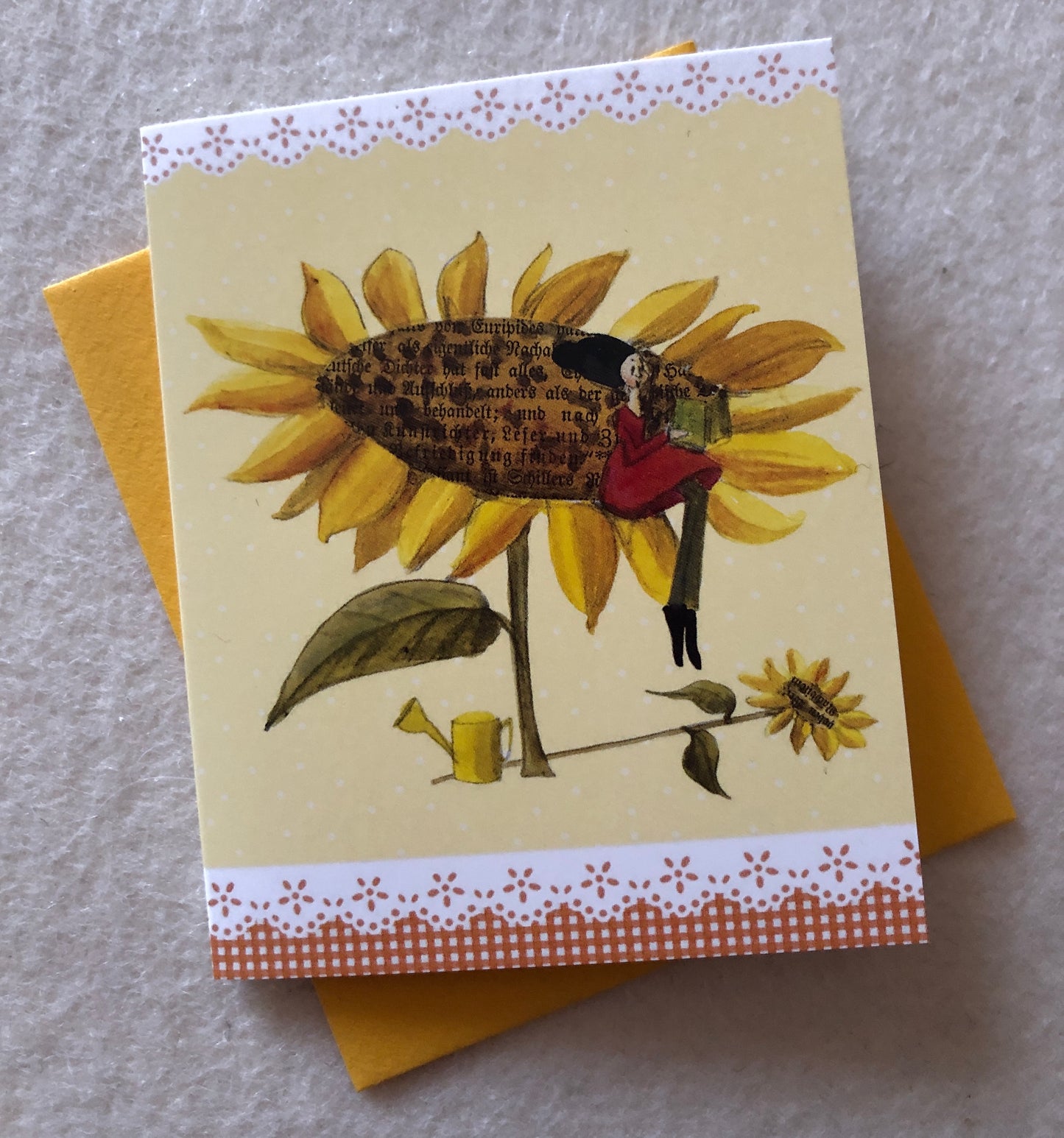 Mini-Doppelkarte Sonnenblumenfrau