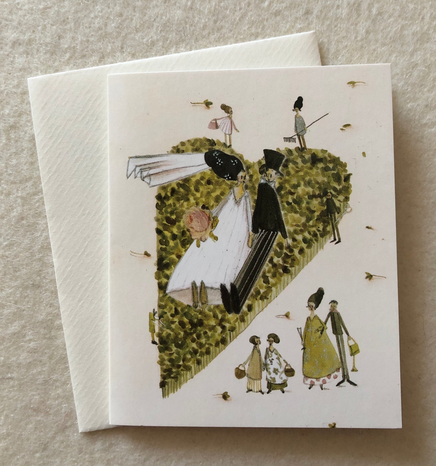 Mini-Doppelkarte Hochzeitspaar auf Herzwiese