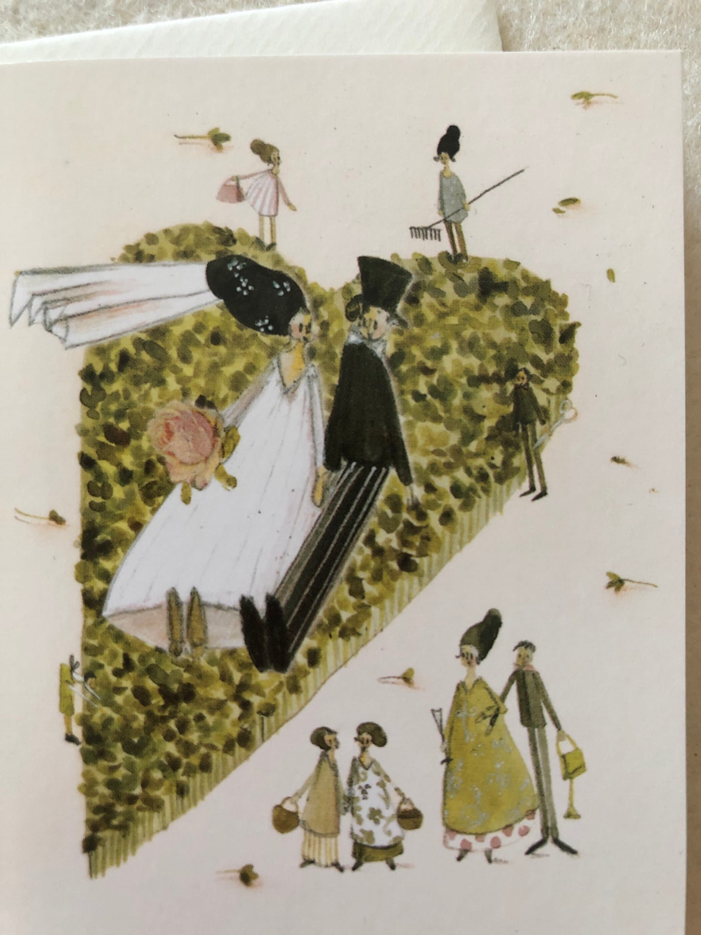 Mini-Doppelkarte Hochzeitspaar auf Herzwiese