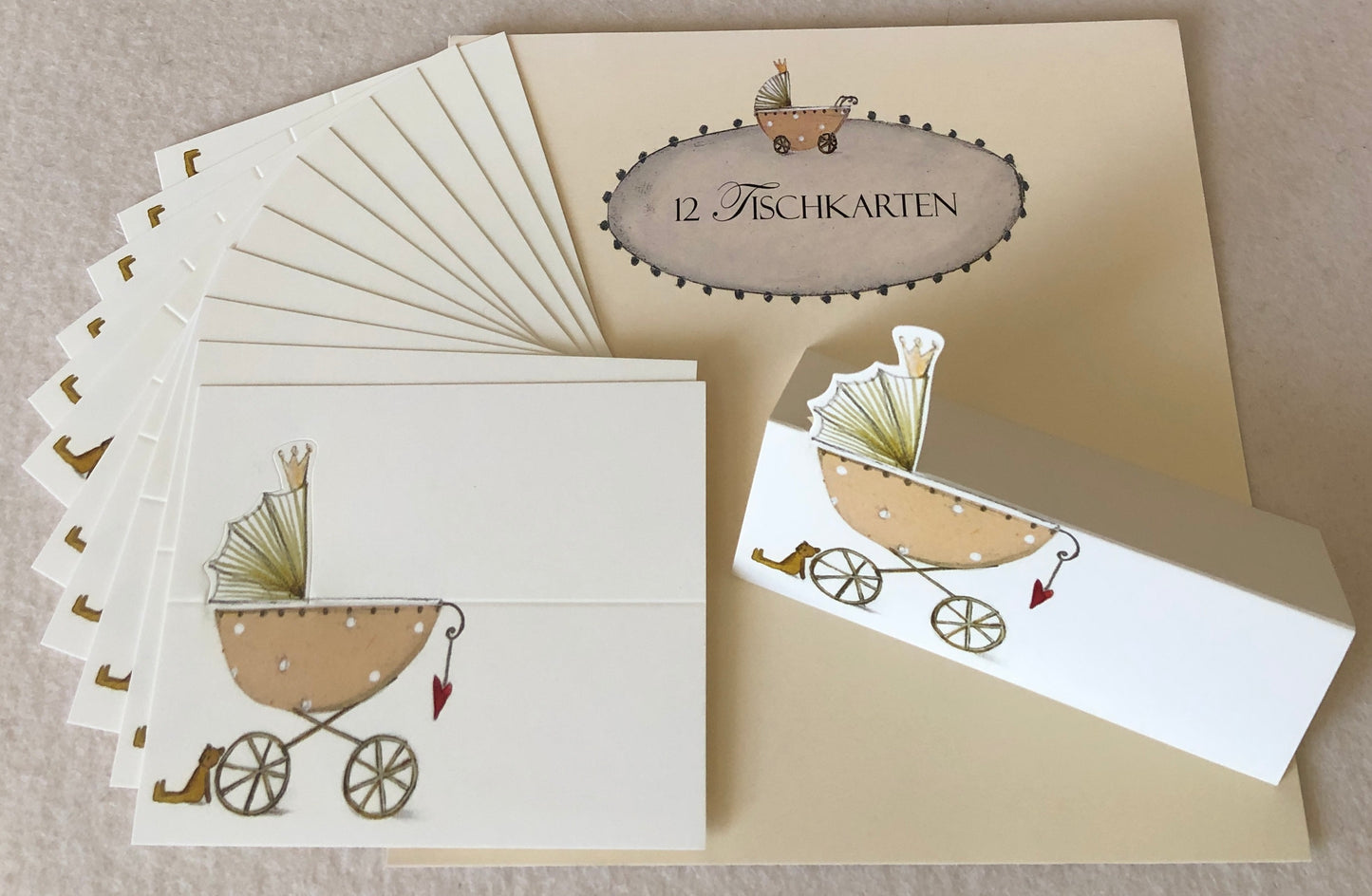 Kinderwagen 12er Set Tischkarten Geburt