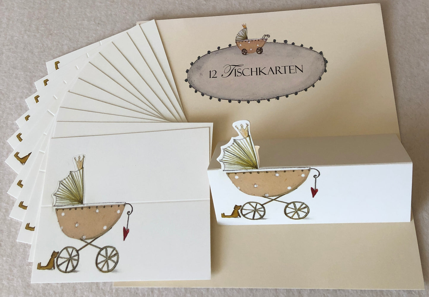 Kinderwagen 12er Set Tischkarten Geburt