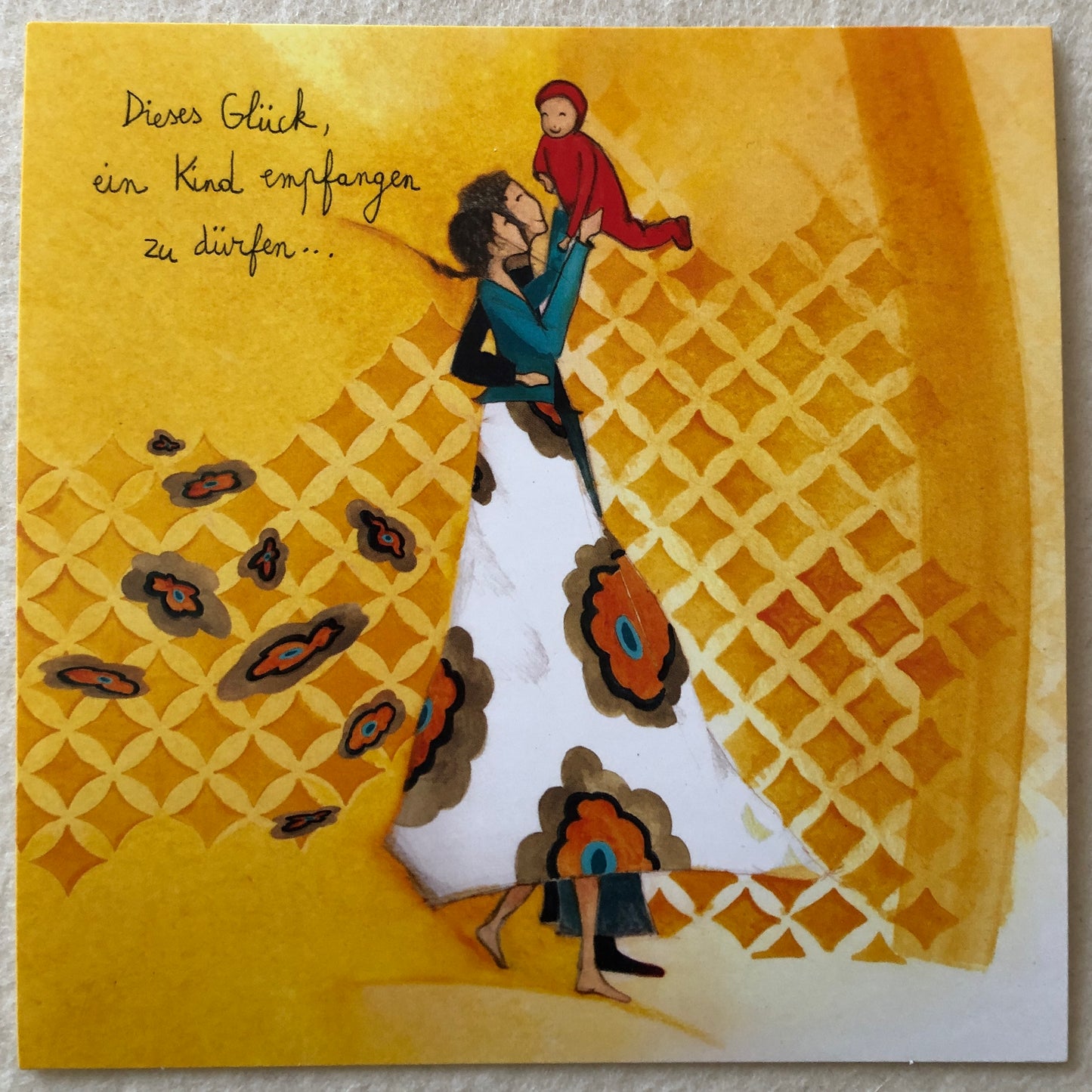 Geburt Postkarte quadr. Dieses Glück ein Kind empfangen