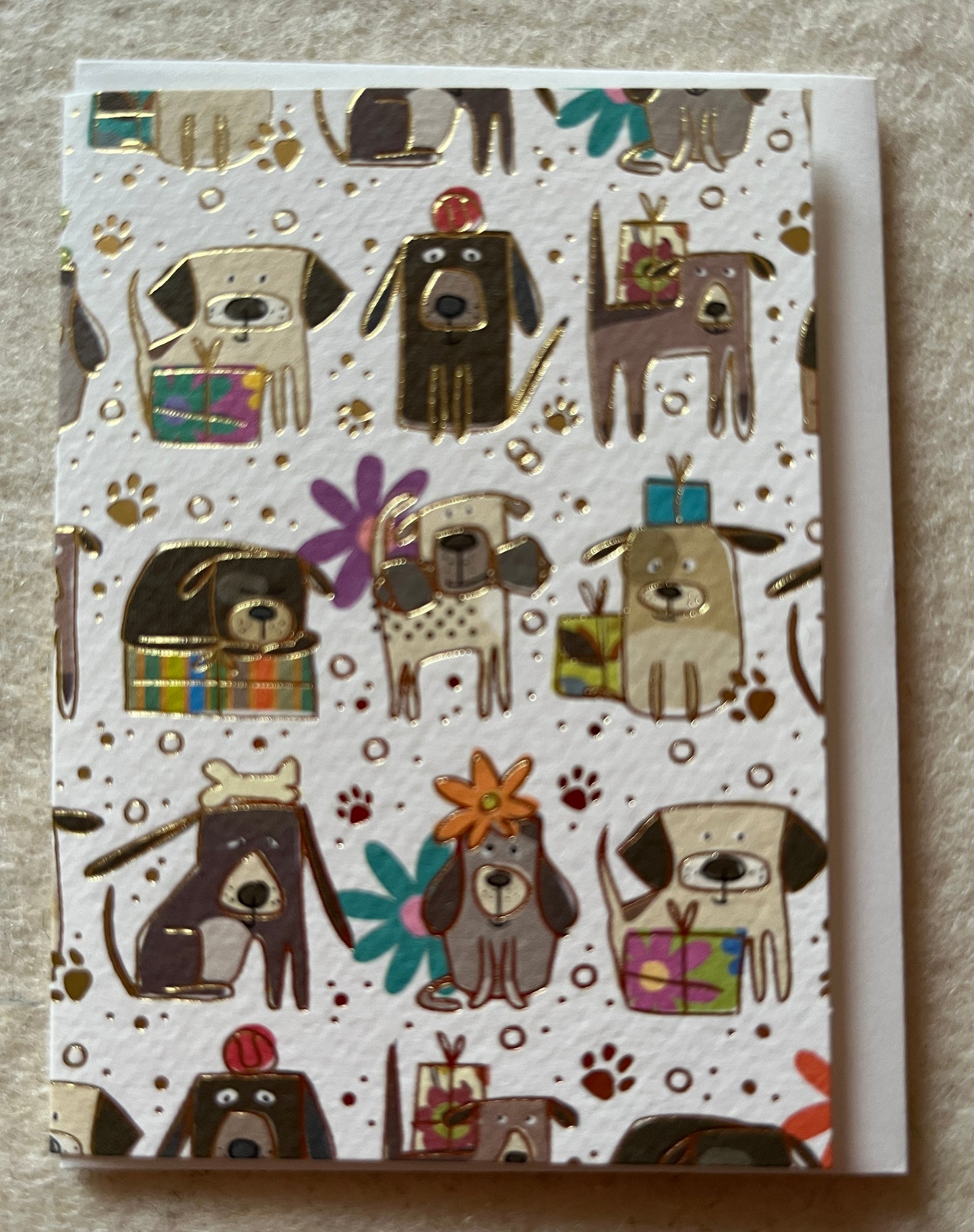 "Wau" Mini-Doppelkarte Hunde mit Geschenken