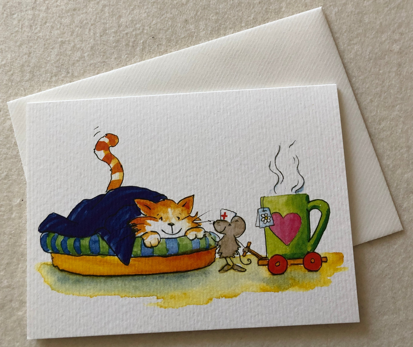 Gute Besserung Doppelkarte Katze-Maus