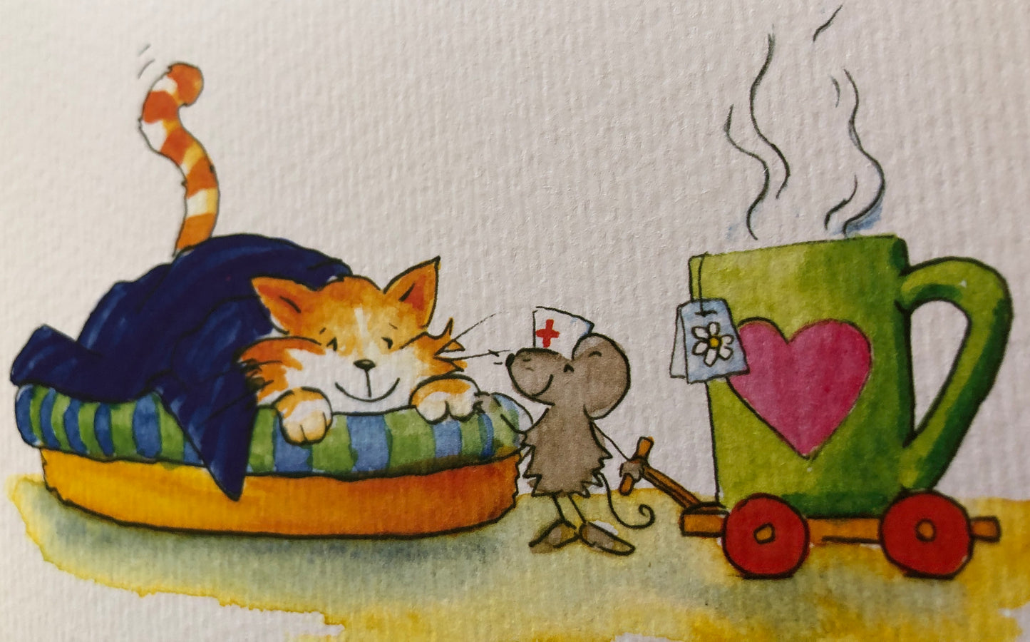 Gute Besserung Doppelkarte Katze-Maus