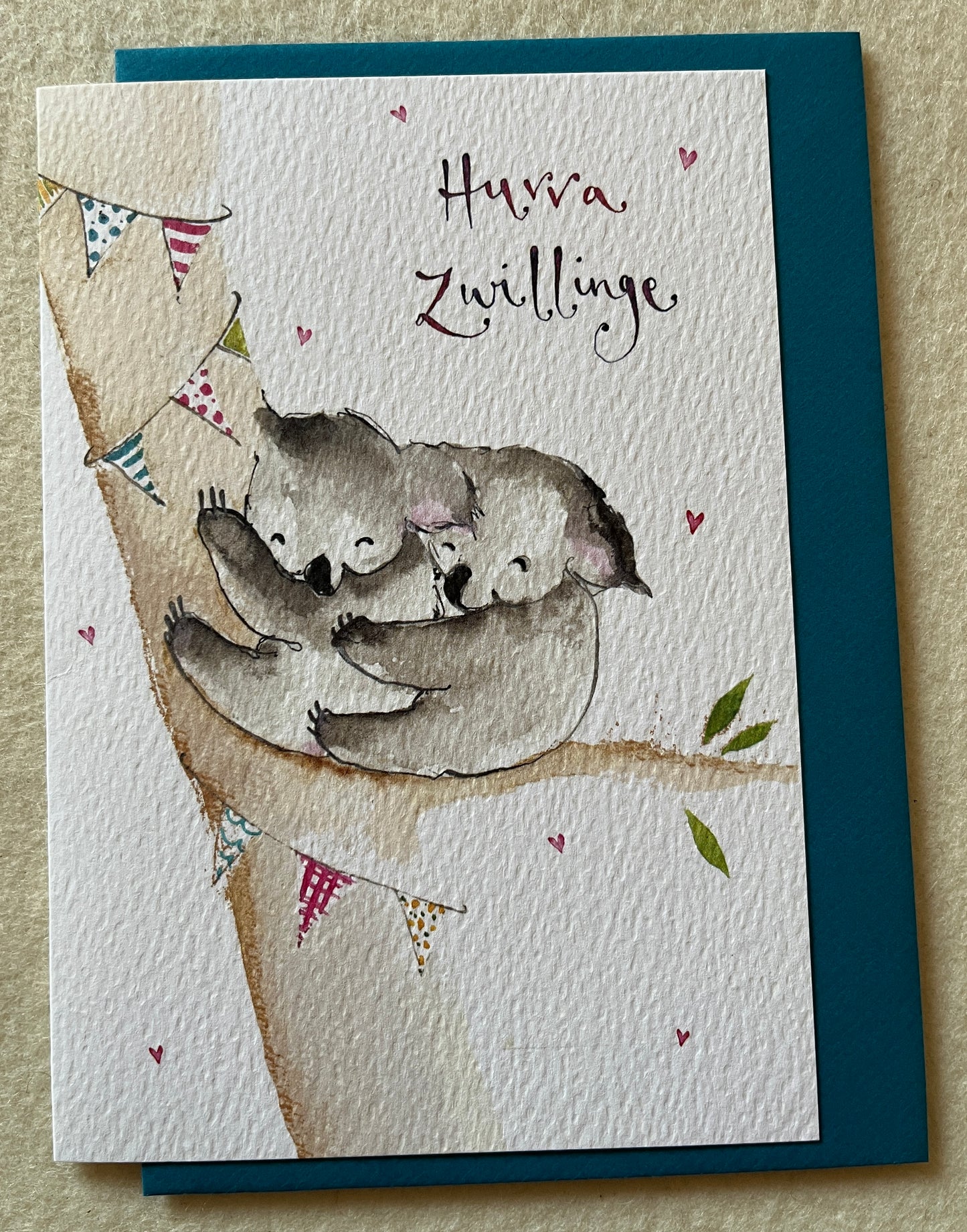 Geburt Zwillinge Doppelkarte Hurra Zwillinge