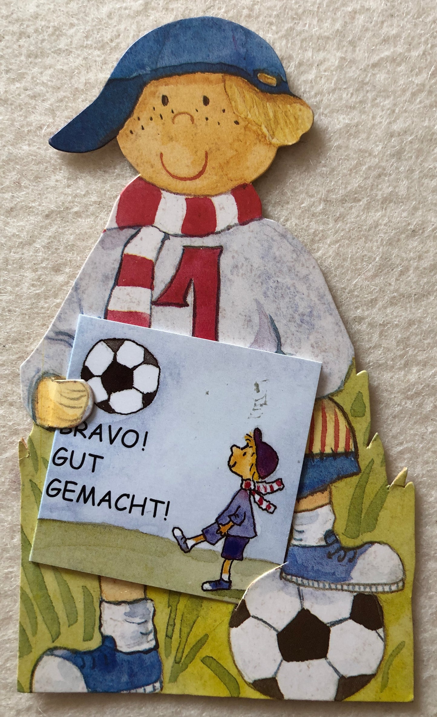 Fussball Geschenkaufkleber mit Mini-Doppelkarte -Bravo