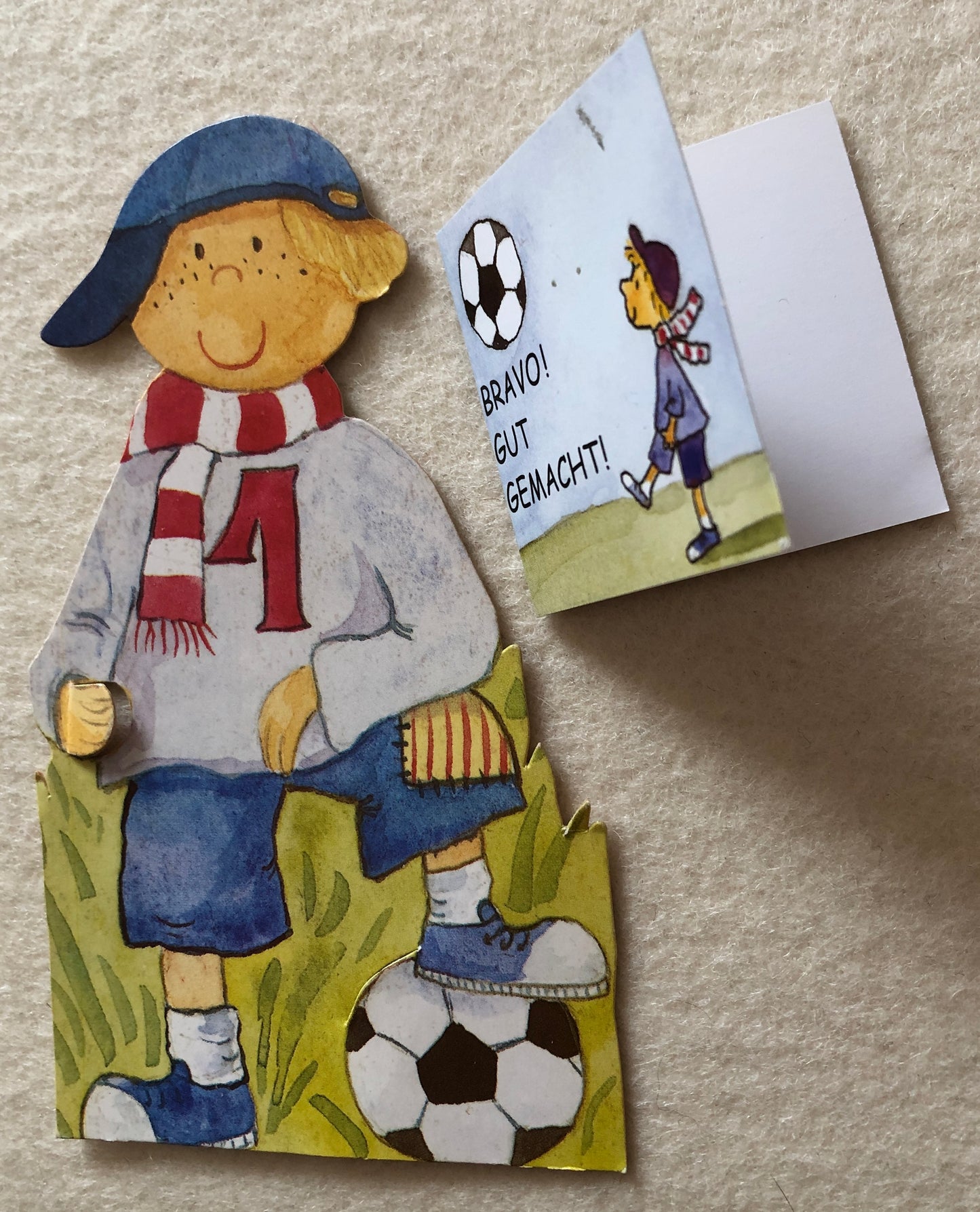 Fussball Geschenkaufkleber mit Mini-Doppelkarte -Bravo