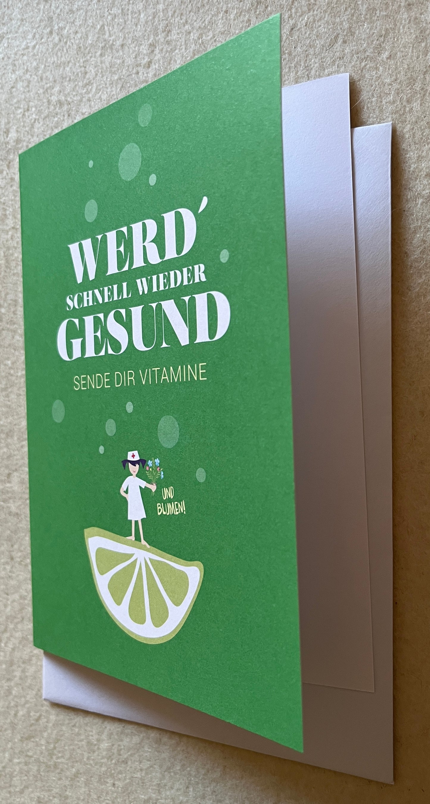Doppelkarte WERD¬¥ SCHNELL WIEDER GESUND