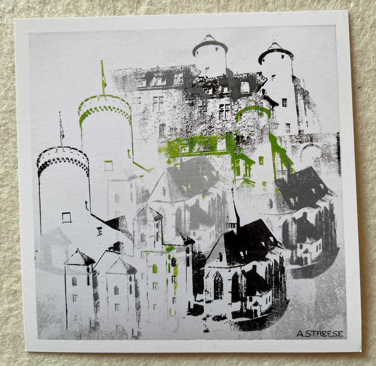 Postkarte quadr. Neuerburg grün