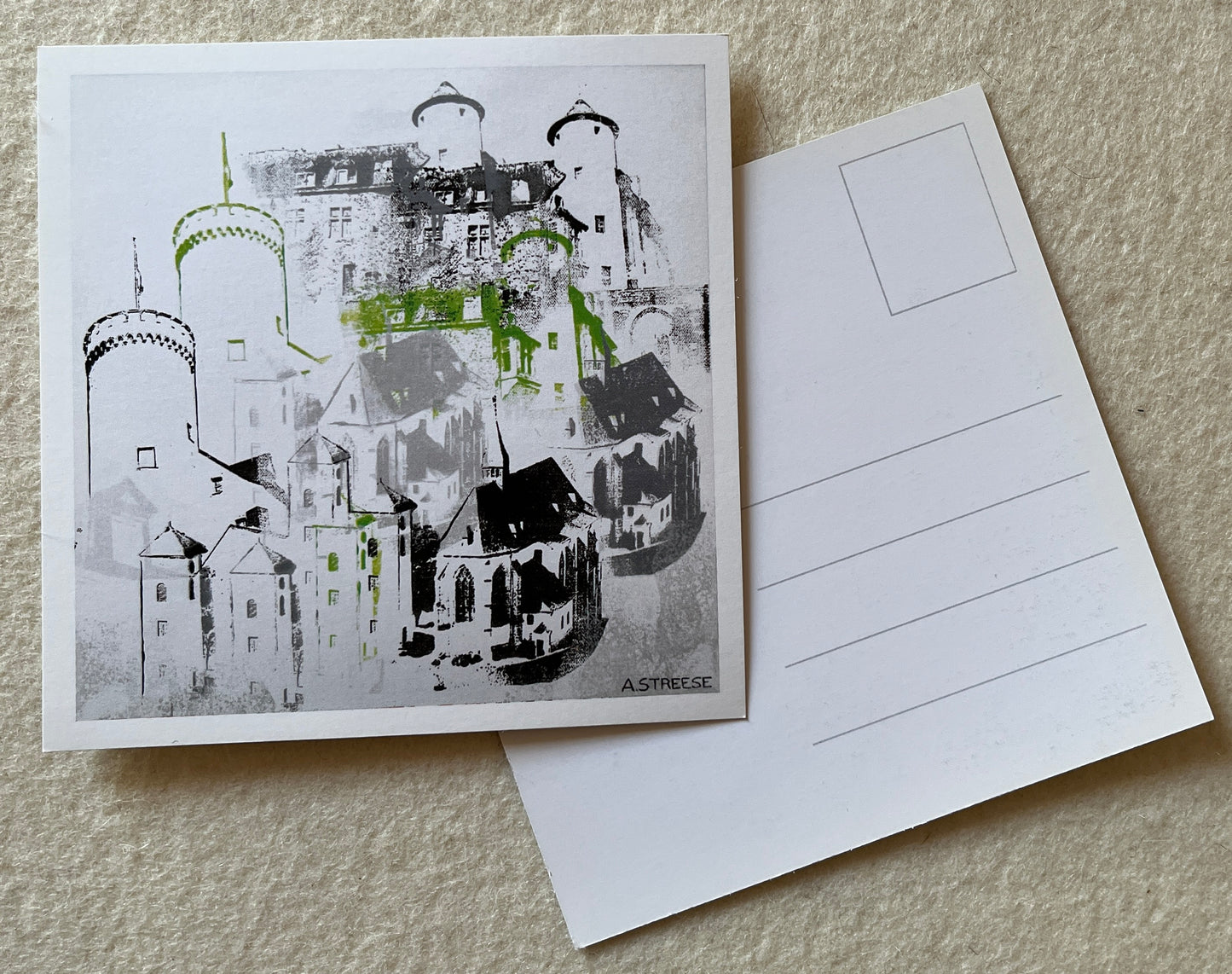 Postkarte quadr. Neuerburg grün