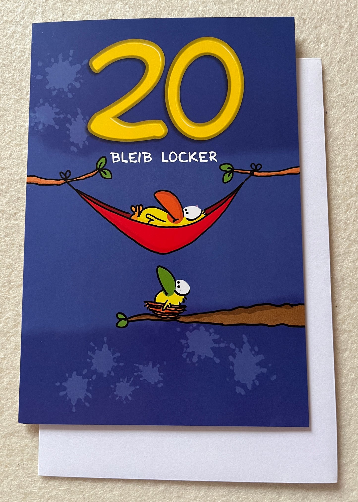 Geburtstag 20 Birdy Doppelkarte - BLEIB LOCKER
