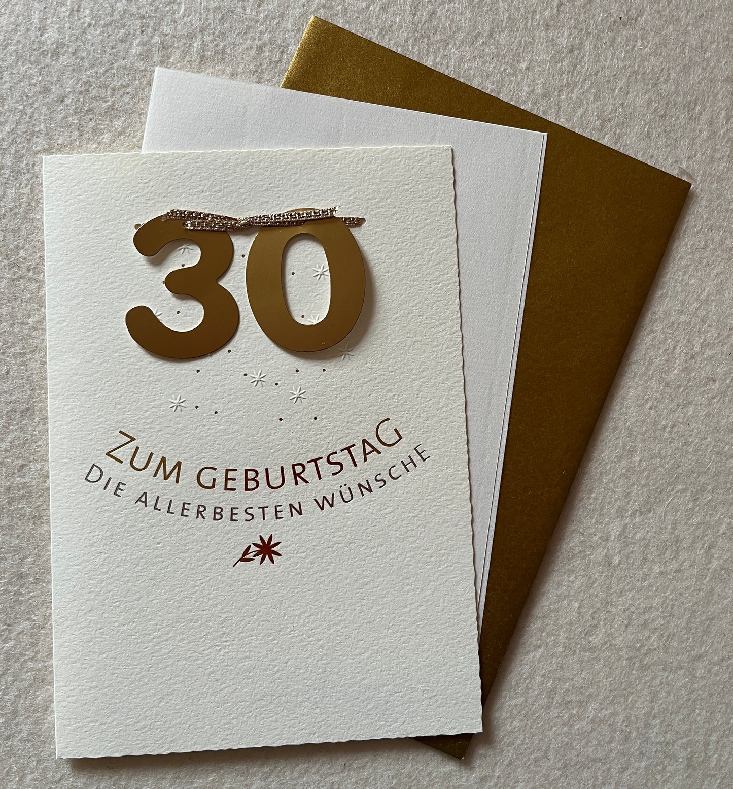 Doppelkarte 30 champagner, ZUM GEBURTSTAG DIE ALLERBESTEN WÜNSCHE