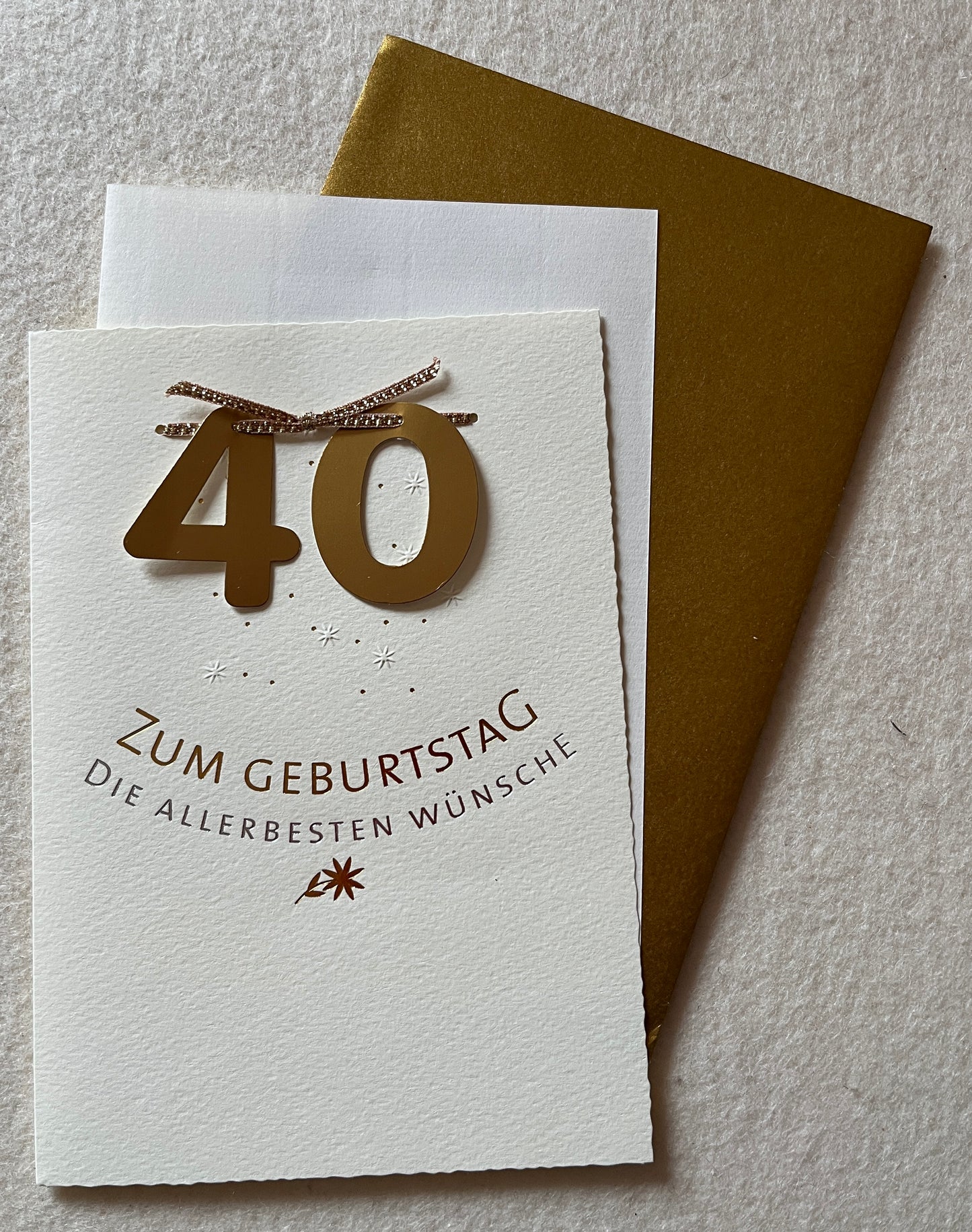 Doppelkarte 40 champagner, ZUM GEBURTSTAG DIE ALLERBESTEN WÜNSCHE