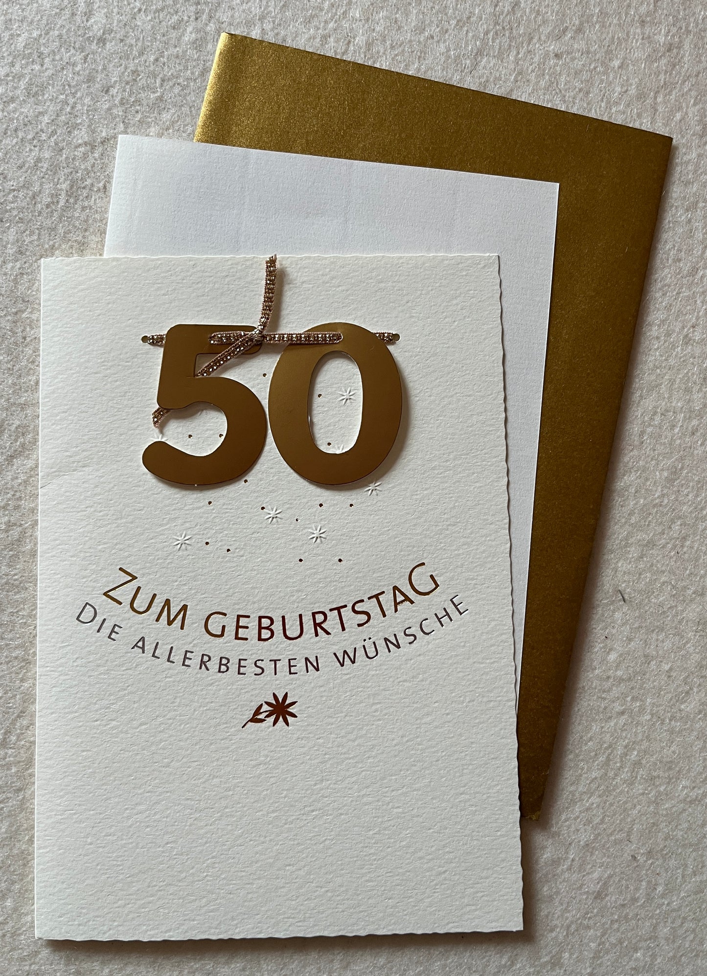 Doppelkarte 50 champagner, ZUM GEBURTSTAG DIE ALLERBESTEN WÜNSCHE