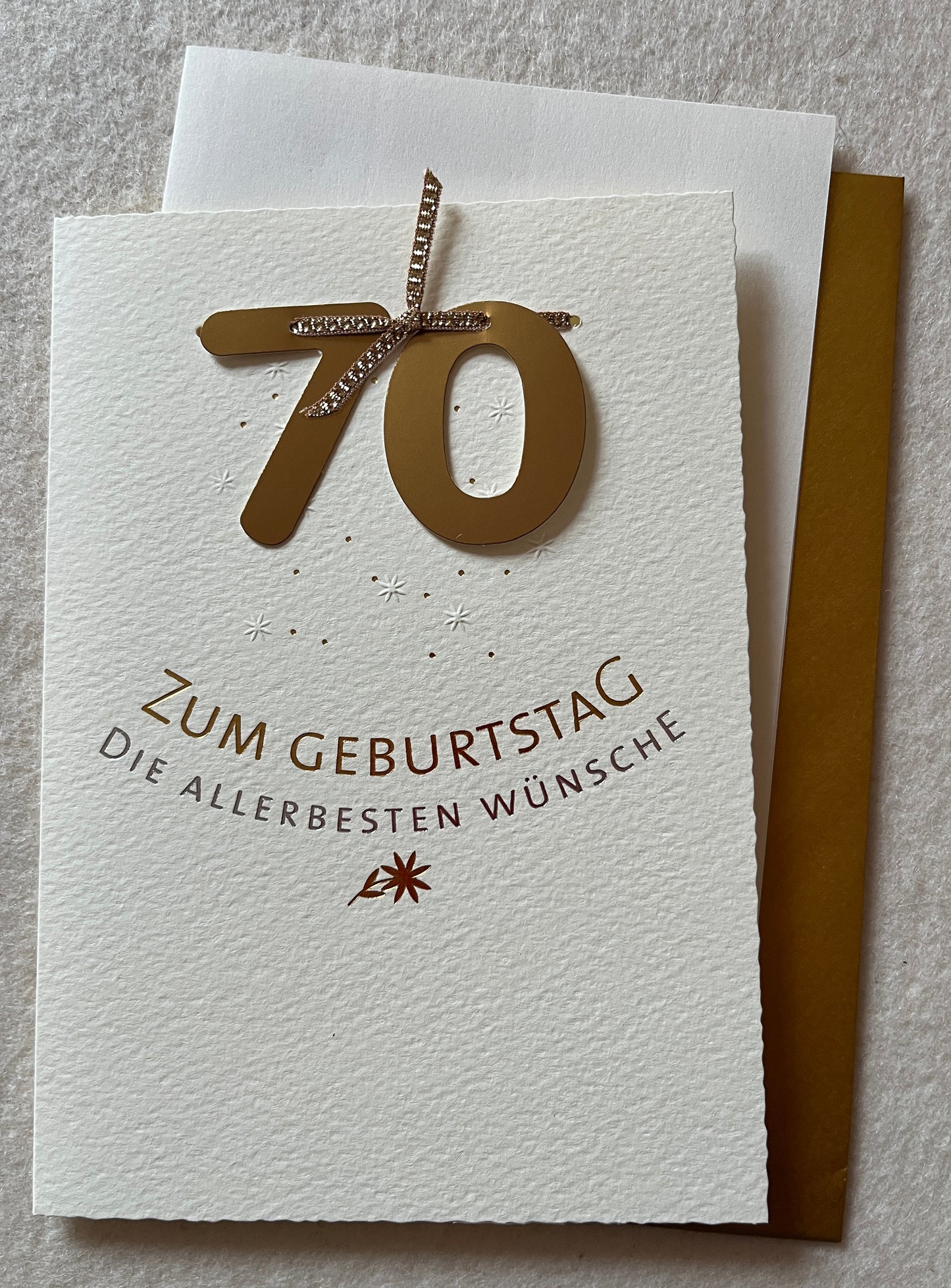 Doppelkarte 70 champagner, ZUM GEBURTSTAG DIE ALLERBESTEN WÜNSCHE