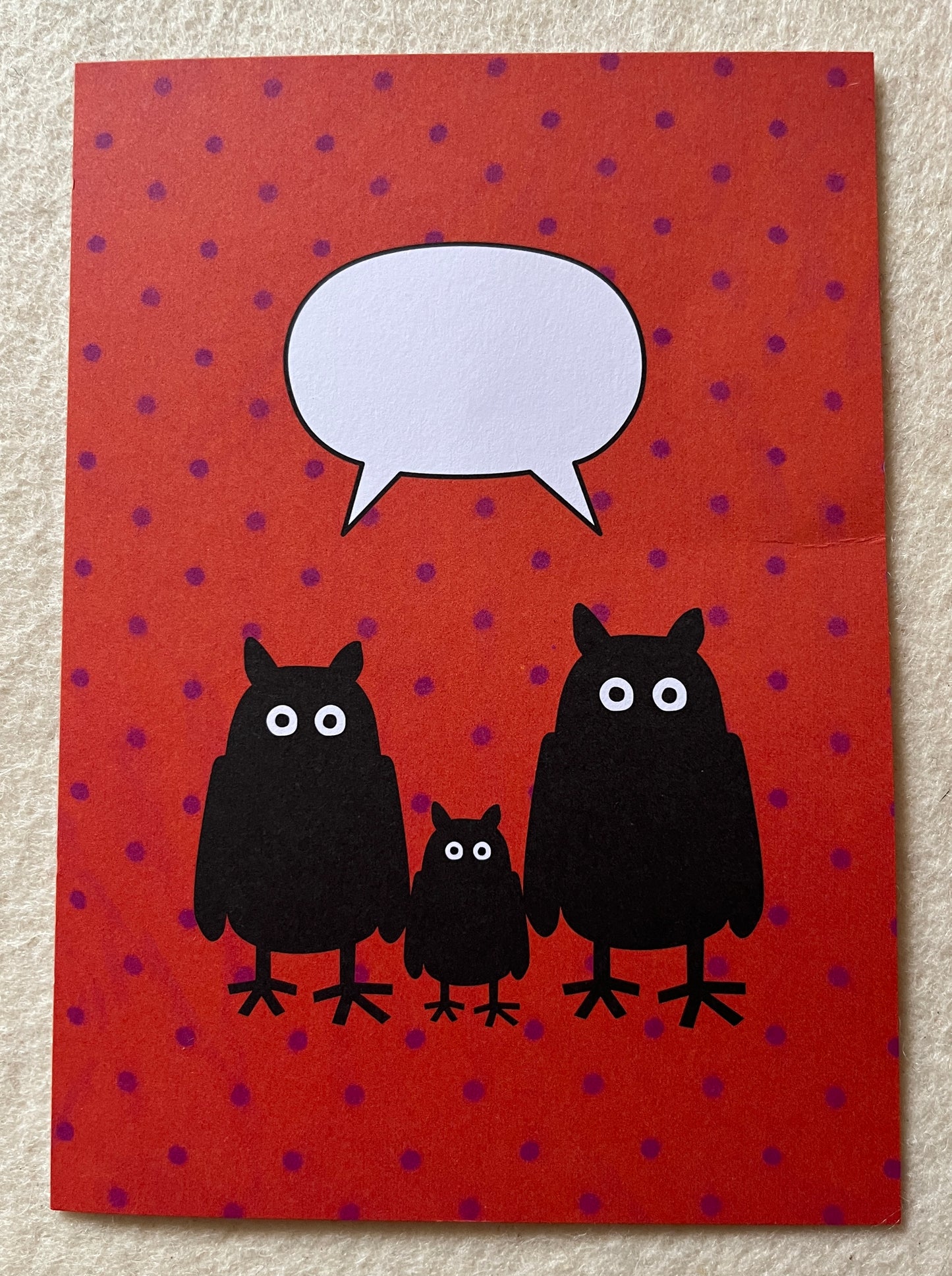 Postkarte Euleneltern mit Kind