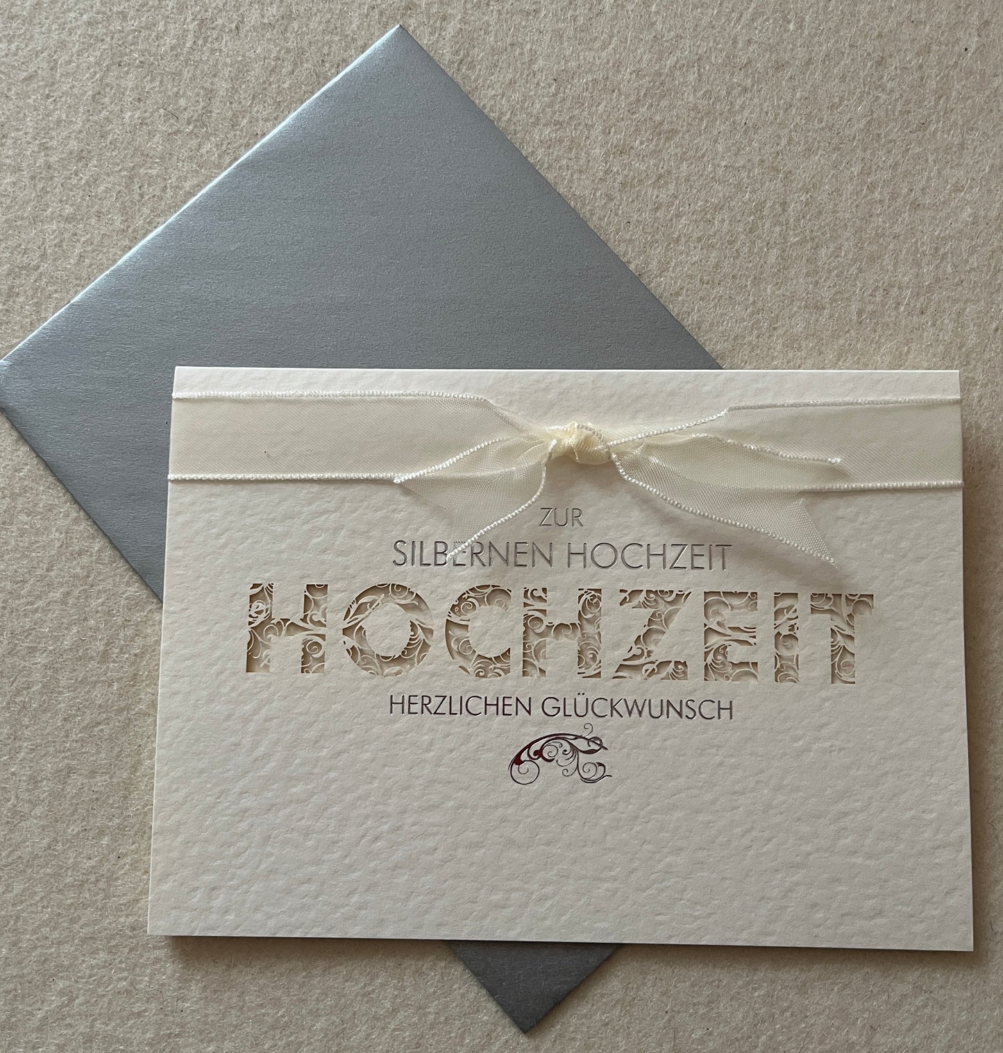 Doppelkarte Zur silbernen Hochzeit Herzlichen Glückwunsch