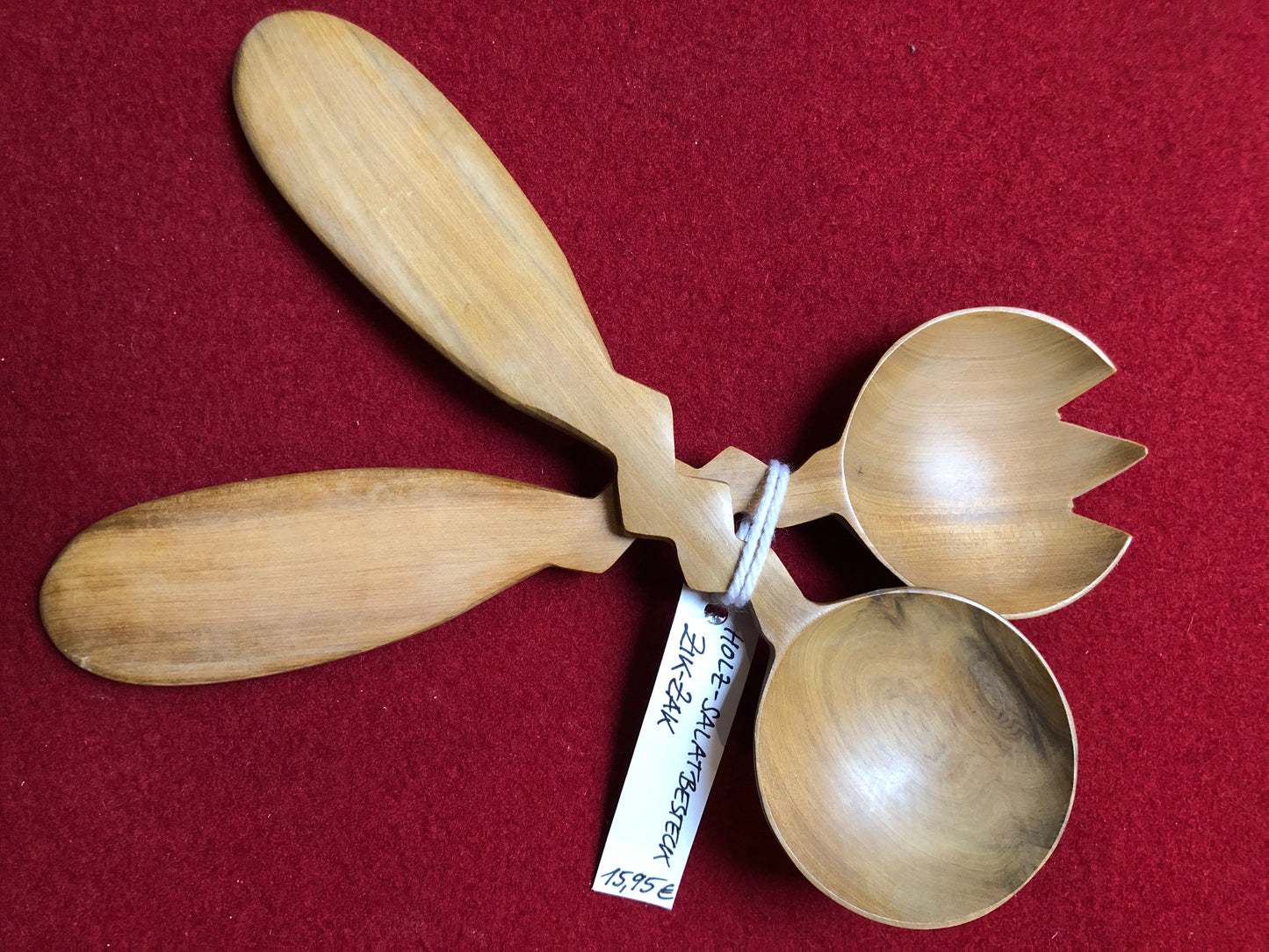 Holz-Salatbesteck Zik-Zak, Bambus, L 25 cm, B 7 cm, H 2,5 cm