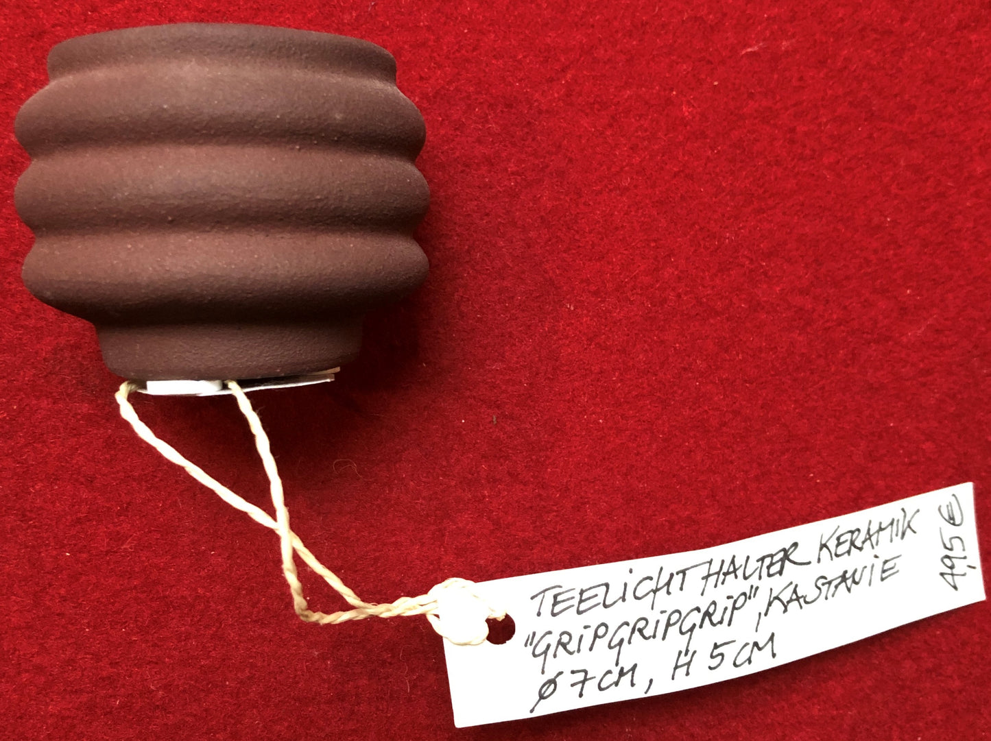 Keramik-Teelichthalter Grip-Grip-Grip kastanie, D 5 cm, H 7 cm