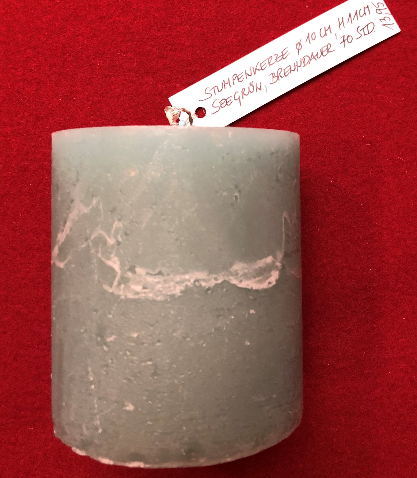 Zylinder-Kerze D 10 cm, H 11 cm, seegrün, brennt 70 Std.