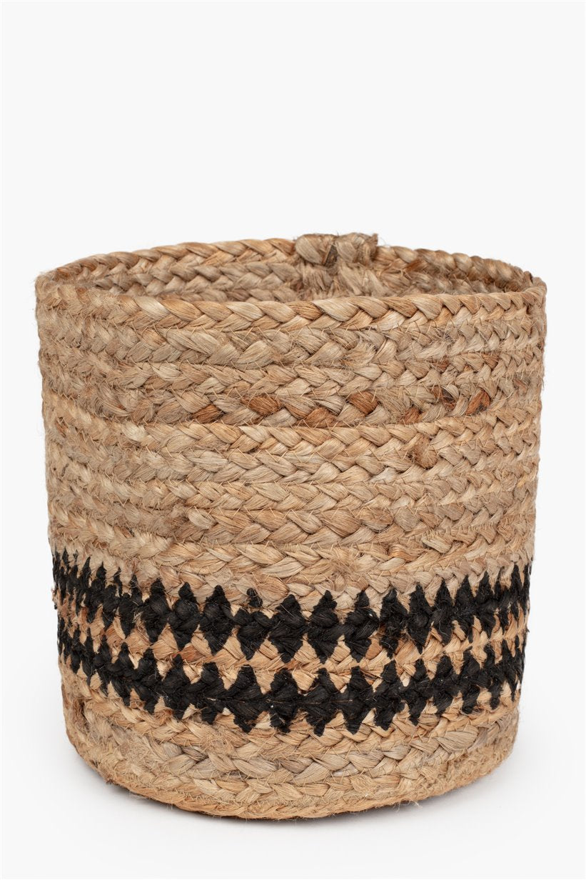 Korb Jute aus Spanien, natur / schwarz, D 35 cm, H 35 cm